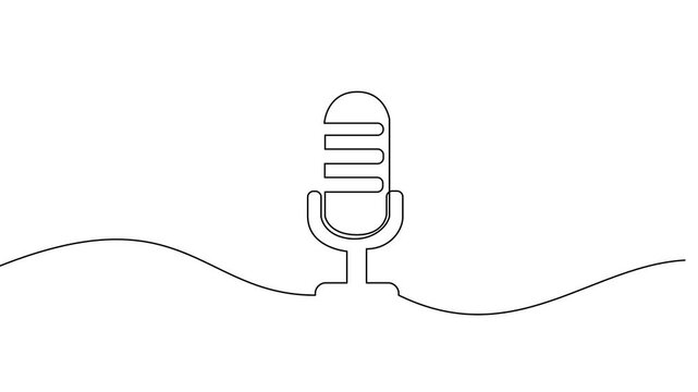 Continuous Line Drawing of Microphone on Stand