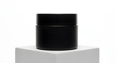 Black matte cosmetic jar packaging product display white background mockup beauty cream container wellness luxury branding spa