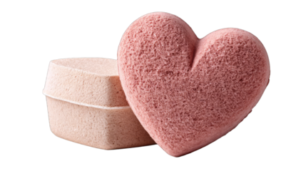 Pink Textured Heart Shaped Object and Square Object Isolated on Black Background