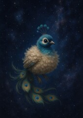 Fototapeta premium Ethereal peacock in cosmic space