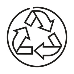 Black outline of two circular recycling arrows