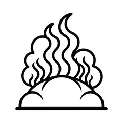 Abstract steam rising from lines in black outline