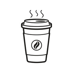 Black outline vector of a reusable coffee cup with a lid
