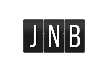 Obraz premium JNB Airport Code on Split Flap Display Representing O. R. Tambo International Airport in Johannesburg South Africa Travel Concept