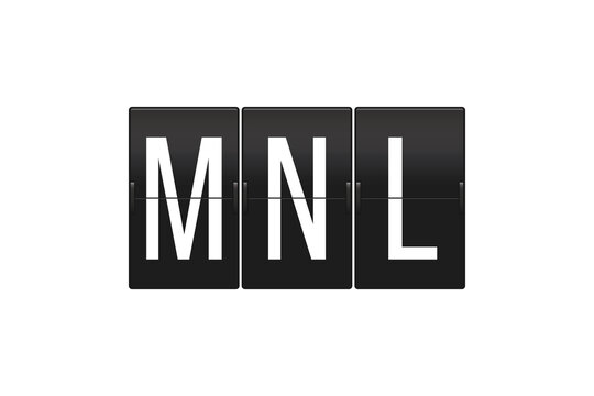 MNL Airport Code on Split Flap Display Representing Ninoy Aquino International Airport in Manila and Global Air Travel Connection