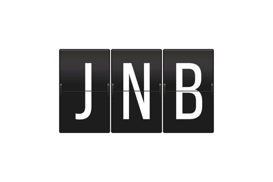 JNB Airport Code on Split Flap Display Representing O. R. Tambo International Airport in Johannesburg South Africa Travel Concept