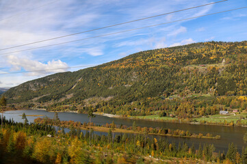 nature landscape along the most scenical railway track between Oslo and Bergen