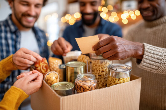 Group organizing food donation box
