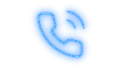 Blue neon glowing digital phone icon vector set. Outline blue neon glowing digital phone Icon on transparent background vector image.