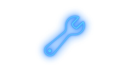 Glowing neon outline wrench icon vector set. Outline wrench symbol with vibrant glow effect on transparent background vector image.