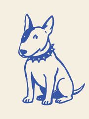Bull terrier dog sitting minimalist sketch vector illustration