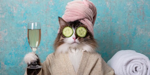 Cat enjoying a pampering spa day relaxation