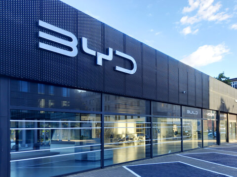 Poznan, Poland - 1 October 2025: BYD store in Poznan.