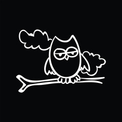 Hallowen owl siting on branch icon