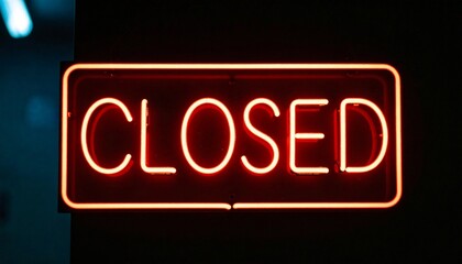 Obraz premium A vibrant neon sign that boldly displays the word CLOSED 