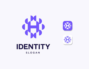 Letter H logo design for various types of businesses and company. colorful, modern, geometric letter H logo