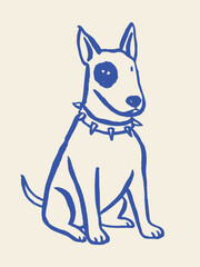 Bull terrier dog sitting minimalist sketch vector illustration
