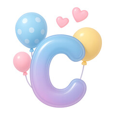 3d letter C with balloons 