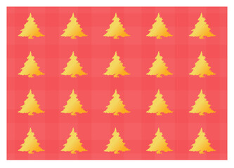 Christmas wallpaper: the golden silhouette Christmas tree on the soft orange background 