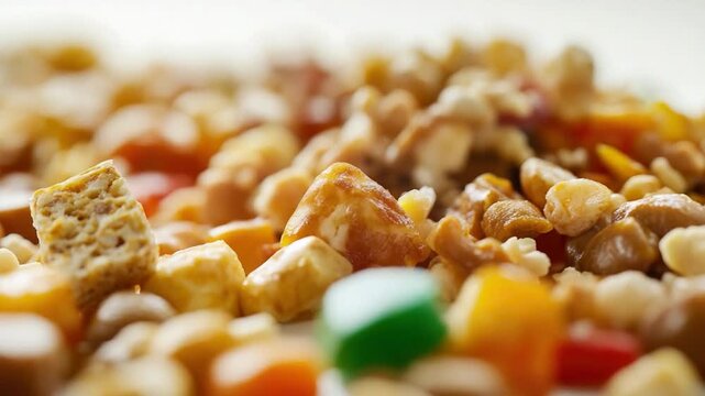 A close-up shot of a mixture of cereals, suitable for use in food or product photography