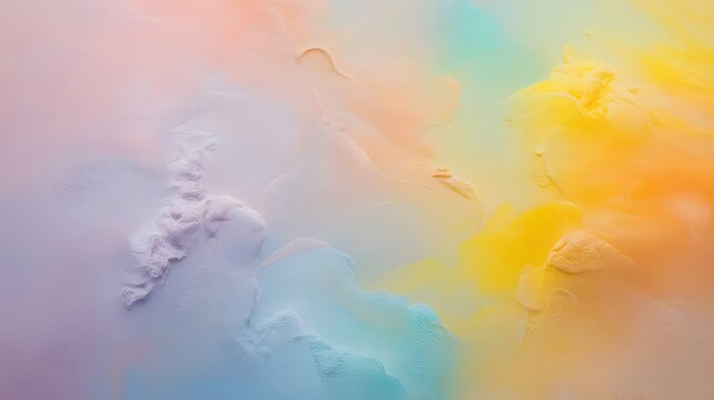 Soft pastel watercolor painting with swirling clouds of pink purple blue and yellow creating a dreamy abstract background texture