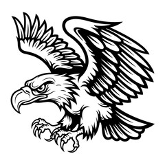 Obraz premium Aggressive eagle soaring with wings extended in bold illustration 