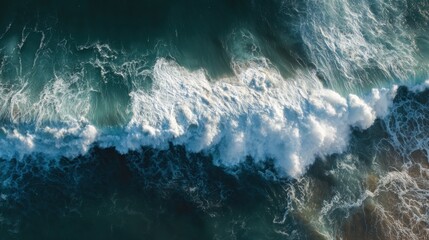Ocean waves crashing turbulent sea foam