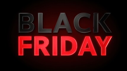 Naklejka premium Bold 3D typography announcing Black Friday with vibrant red and dark colors