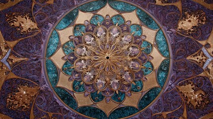 Ornate ceiling design with intricate patterns
