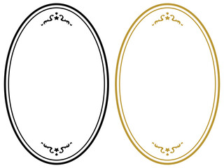 アンティークデザインのフレームセット/縦長/黒/ゴールド/イラスト/素材