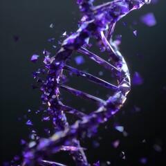 Purple DNA helix structure closeup