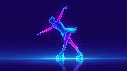 Neon Figure Skater in Motion Futuristic Light Concept