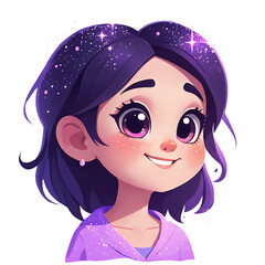 little girl with clown wig