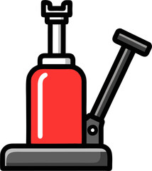 Boldly Outlined Hydraulic Jack with Lever for Automotive Maintenance.