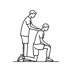A physical therapist assisting a patient in stretching exercises, symbolizing rehabilitation, recovery, and professional healthcare support.