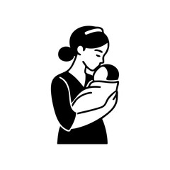 A midwife gently holding a newborn baby, representing motherhood, care, and the beauty of new life.