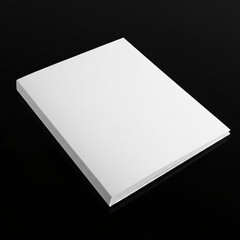 Blank white cover magazine mockup presentation on black reflective surface