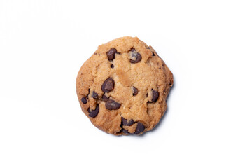 Chocolate chip cookies isolated on white background