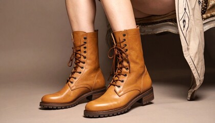 編み上げのショートブーツ