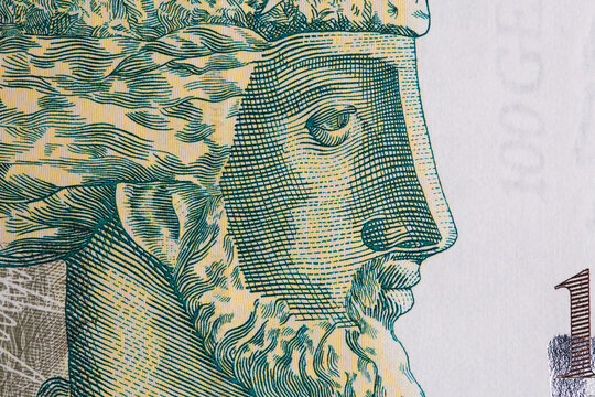 Shota Rustaveli a closeup portrait from Georgian money