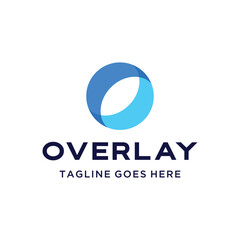 Modern Abstract Blue Circular Overlay for digital connection technology solutions business logo design