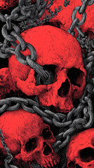 Gothic style skull man chain illustration 