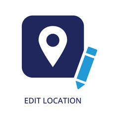 Map pin location edit icon graphic design element isolated on transparent background Vector