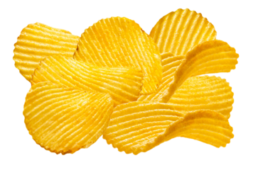 crispy, ridged potato chips perfect for snacking during a summer barbecue with family and friends, providing a tasty crunch at picnics and gatherings