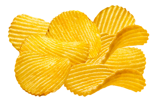 crispy, ridged potato chips perfect for snacking during a summer barbecue with family and friends, providing a tasty crunch at picnics and gatherings