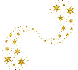 Christmas gold glitter stars snowflake line curve comet confetti decoration