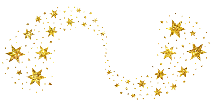 Christmas gold glitter stars snowflake line curve comet confetti decoration