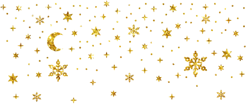 Christmas gold glitter stars snowflake header corner border confetti decoration