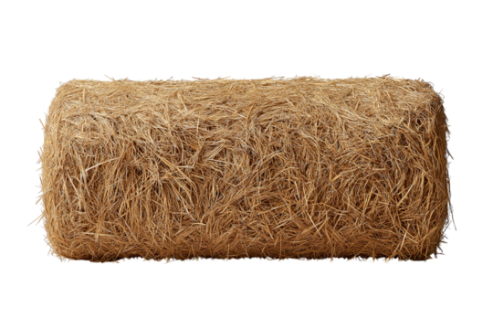 Oblong Straw Bale isolated on a transparent background