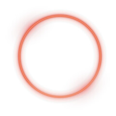 Glowing red ring with energy flare and light particles. Abstract neon circular effect isolated on transparent background for modern graphic design.